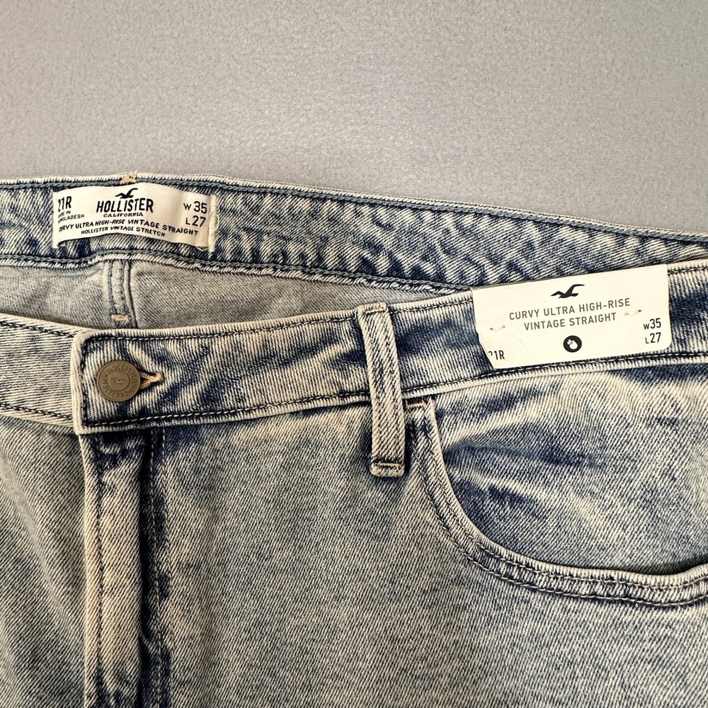 Hollister Curvy Ultra High-Rise Straight Jeans Juniors Womens 21R Blue NWT - Picture 2 of 10